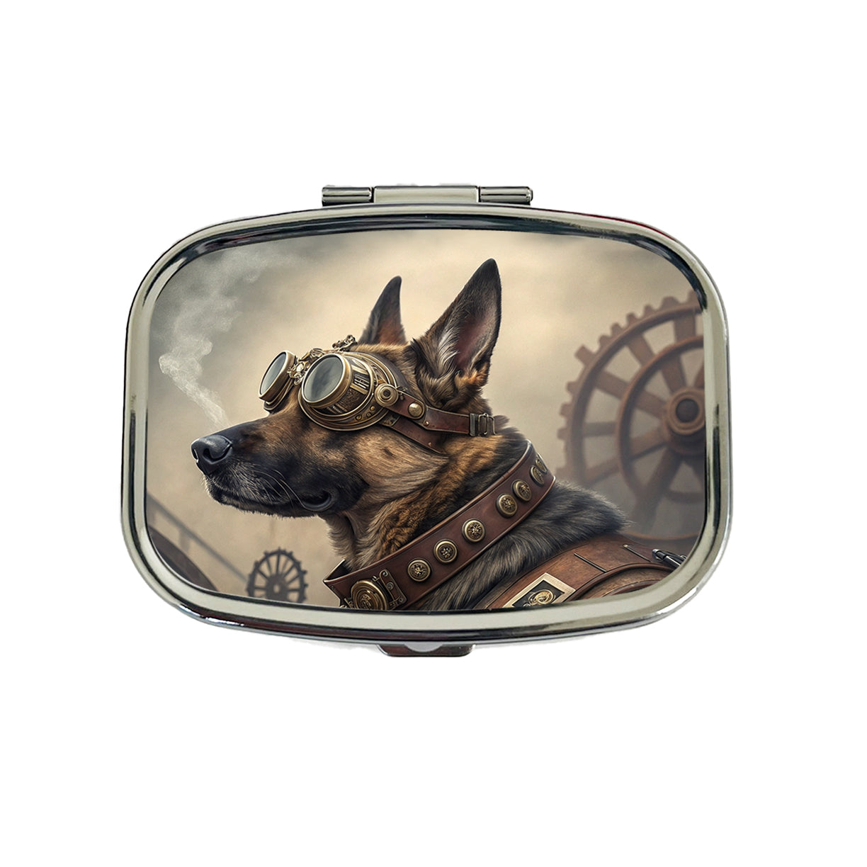 German Shepherd Dog Steampunk Travel Pill Box Case