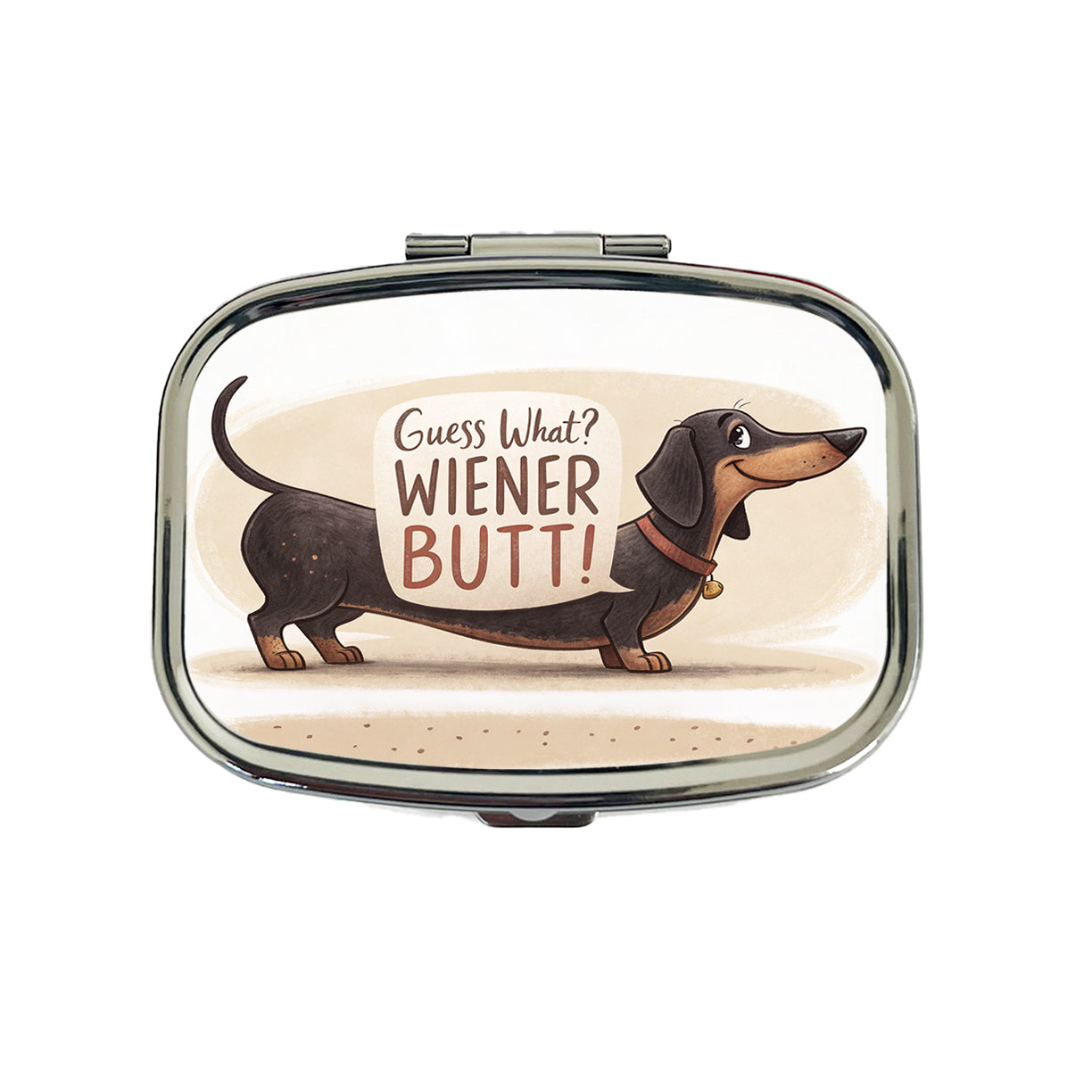 Guess What Wiener Butt Dachshund Funny Travel Pill Box Case