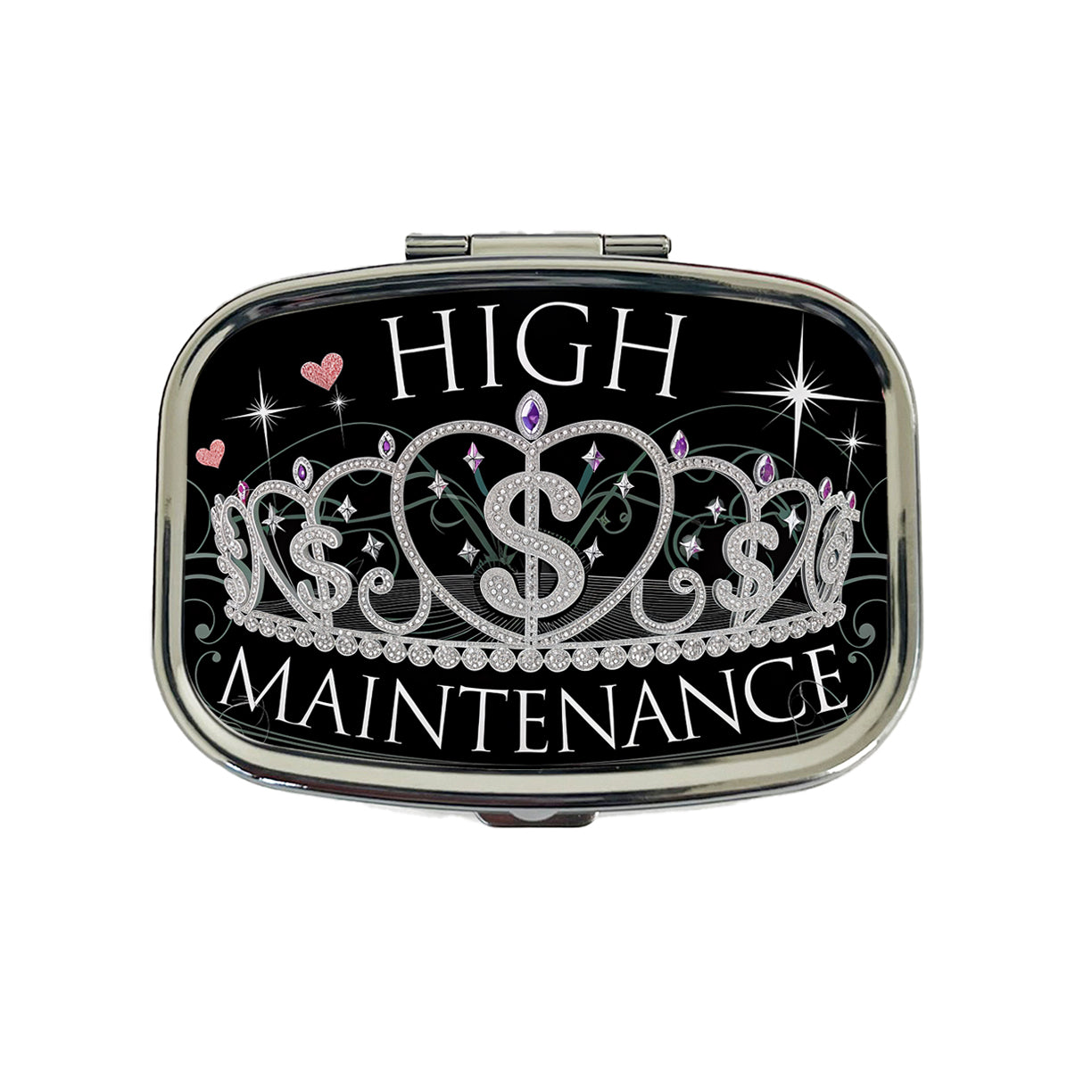 High Maintenance Diamonds Tiara Princess Funny Travel Pill Box Case