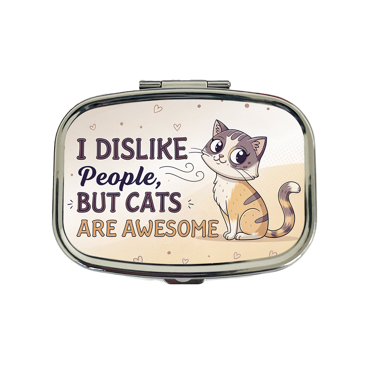 I Dislike People But Cats Are Awesome Funny Travel Pill Box Case