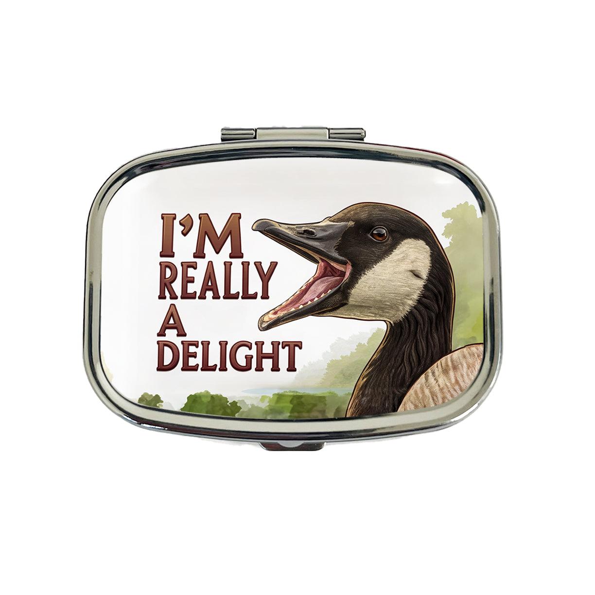 I'm Really a Delight Funny Angry Canadian Goose Travel Pill Box Case