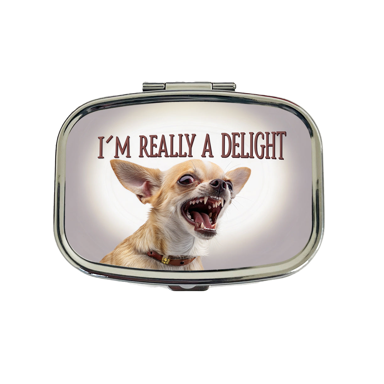 I'm Really a Delight Funny Angry Chihuahua Travel Pill Box Case
