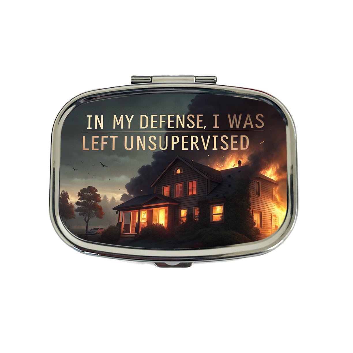 In My Defense I Was Left Unsupervised Funny Travel Pill Box Case