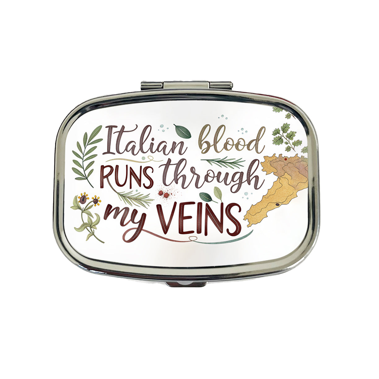 Italian Blood Runs Through My Veins Travel Pill Box Case