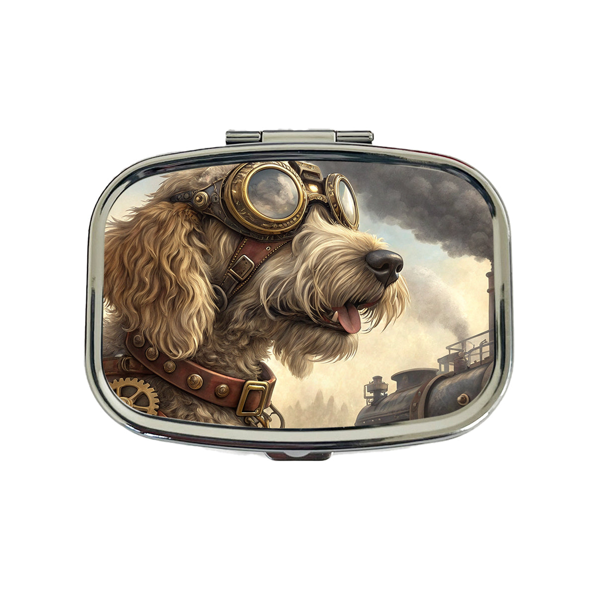 Labradoodle Dog Steampunk Travel Pill Box Case