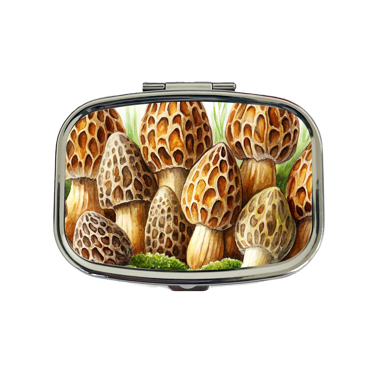 Morel Mushrooms Morchella Watercolor Travel Pill Box Case