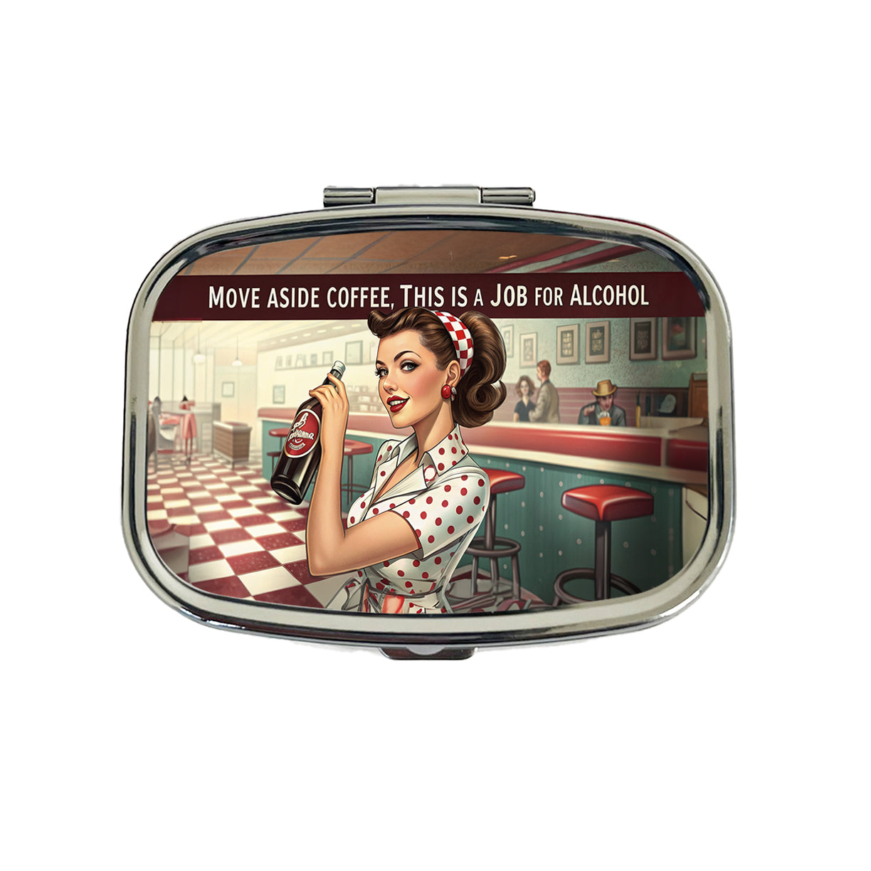 Move Aside Coffee This Is A Job For Alcohol Retro Vintage Funny Travel Pill Box Case