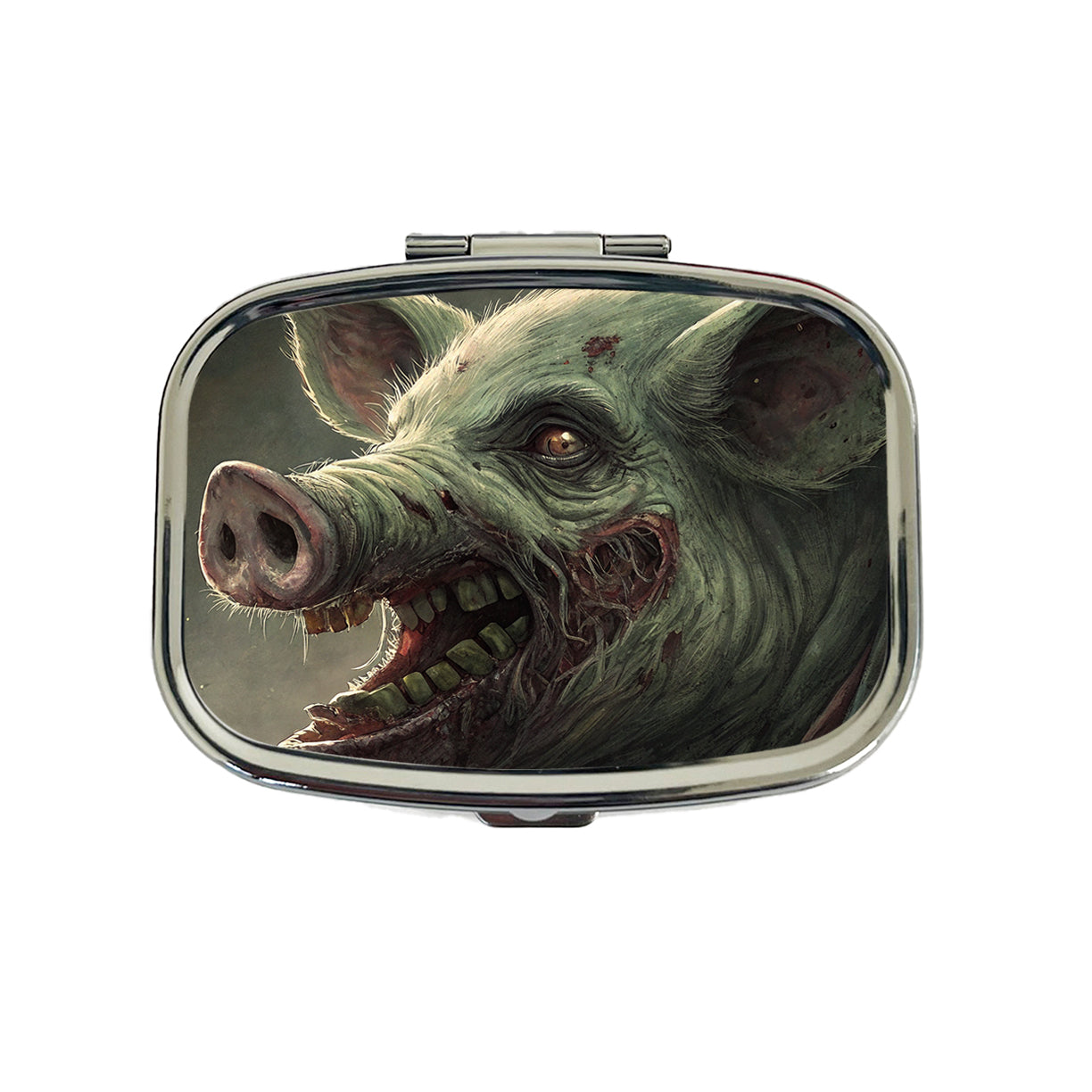 Pig Zombie Creepy Scary Halloween Travel Pill Box Case