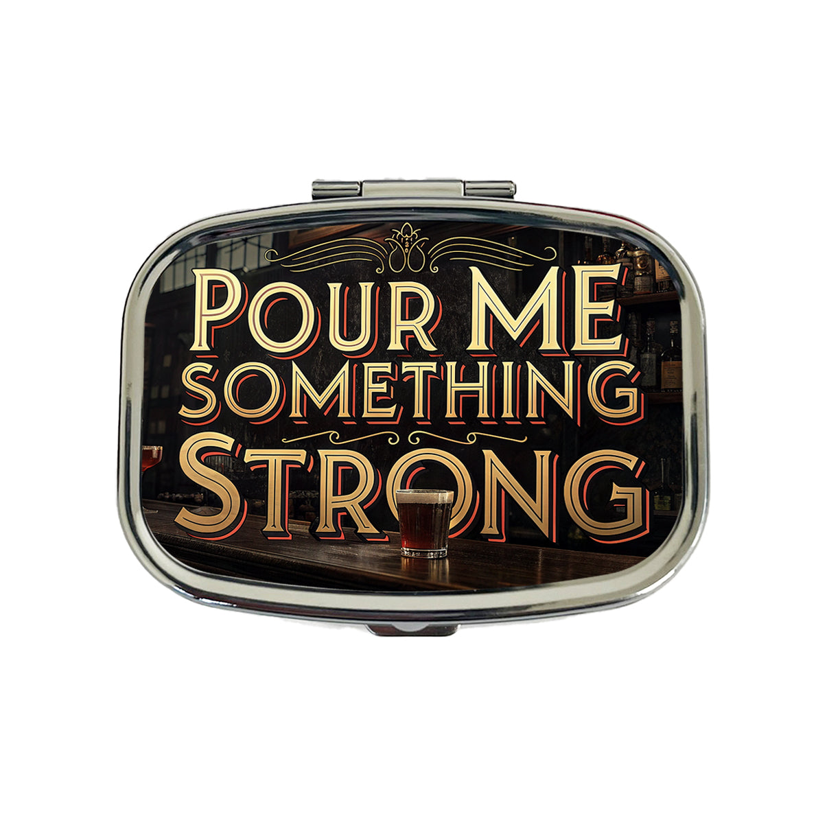 Pour Me Something Strong Beer Alcohol Funny Travel Pill Box Case