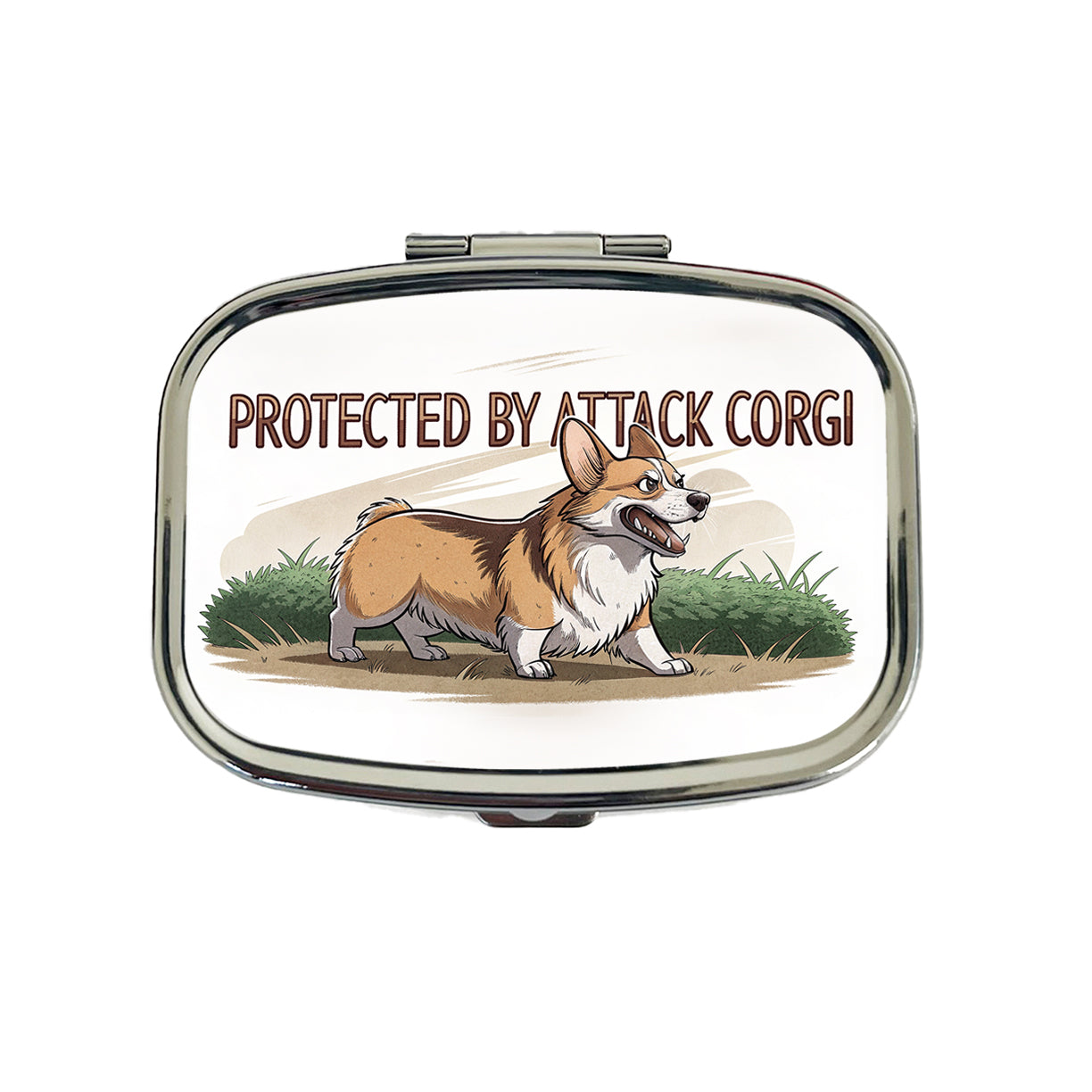 Protected By Attack Corgi Funny Travel Pill Box Case