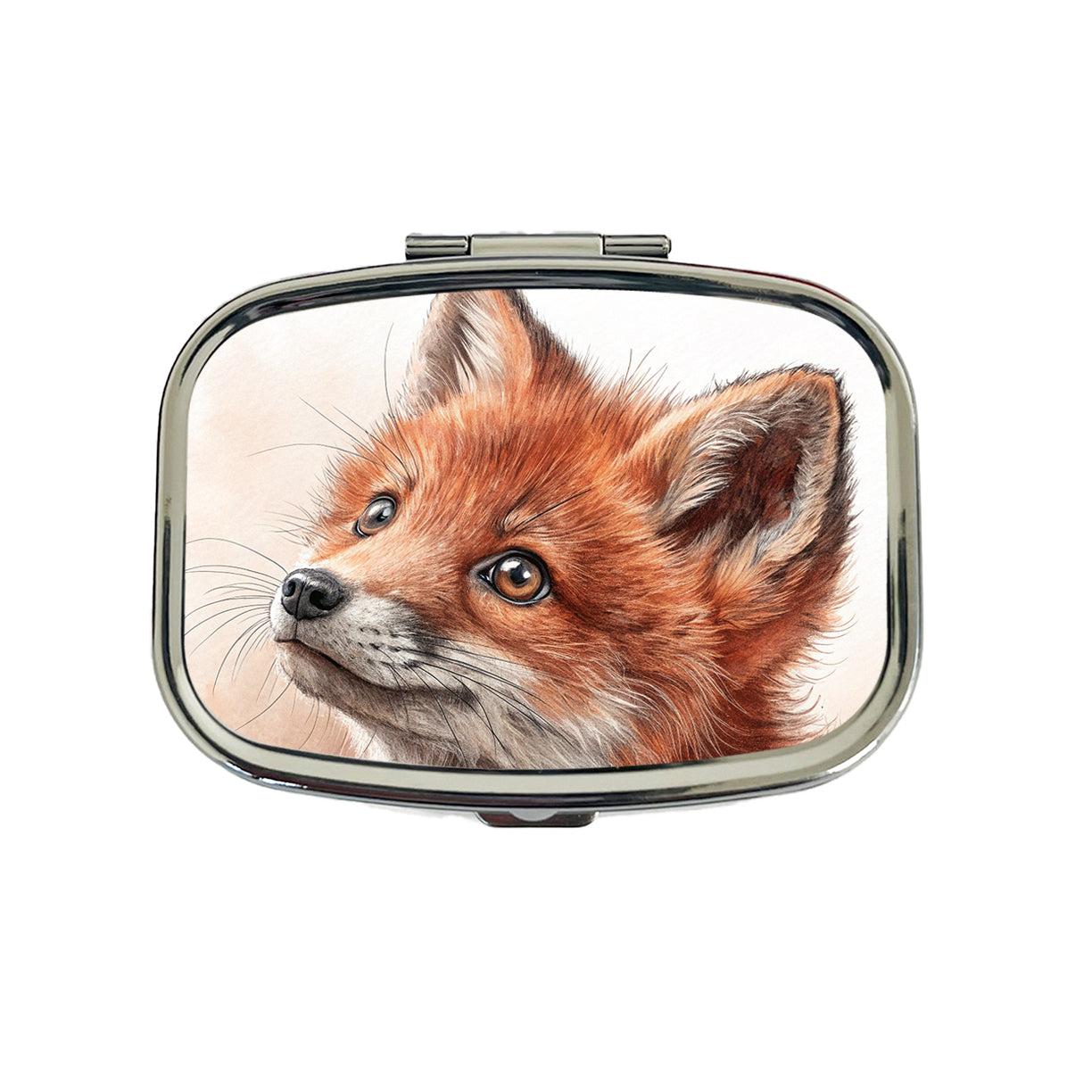 Red Fox Kit Illustration Travel Pill Box Case