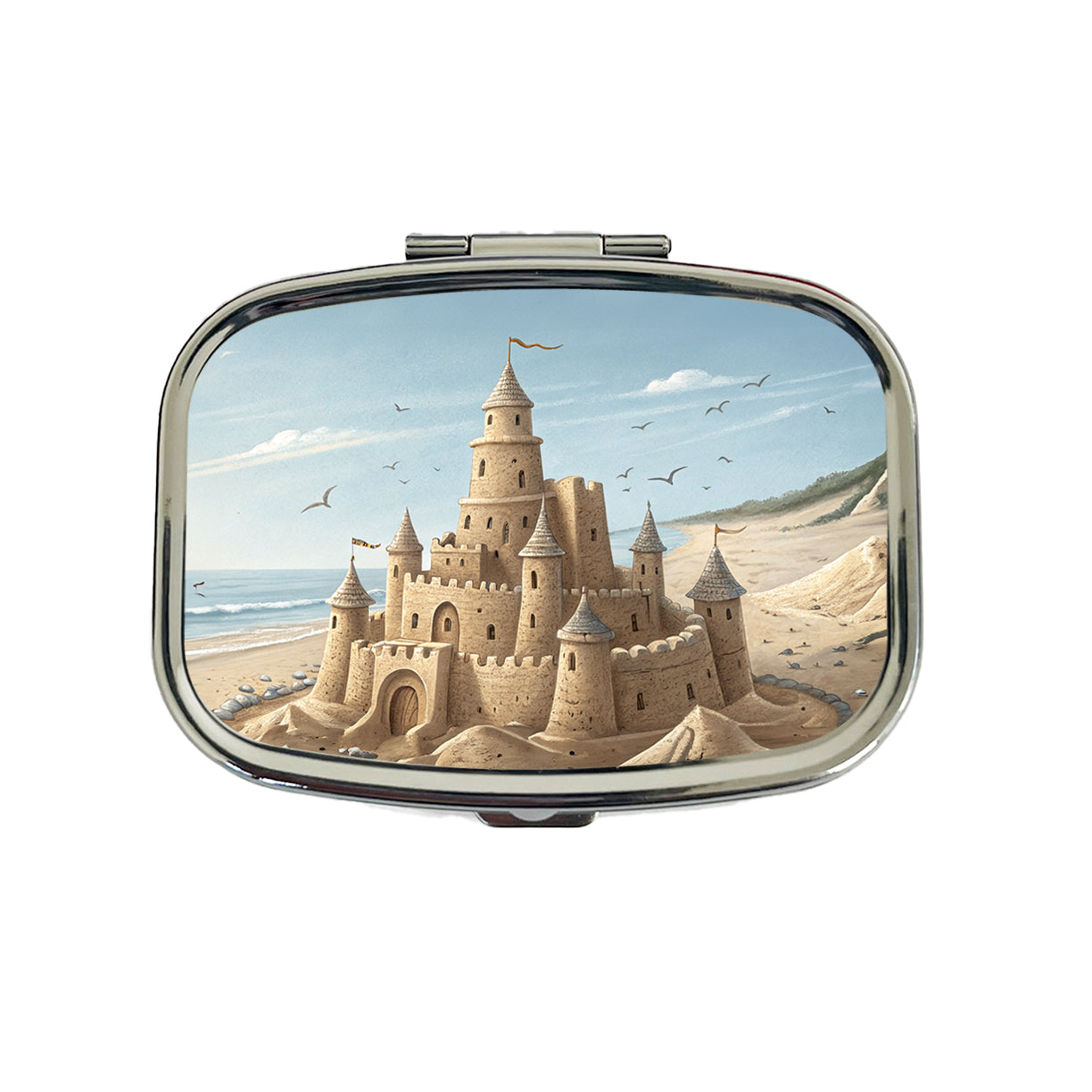 Sandcastle On Beach Travel Pill Box Case