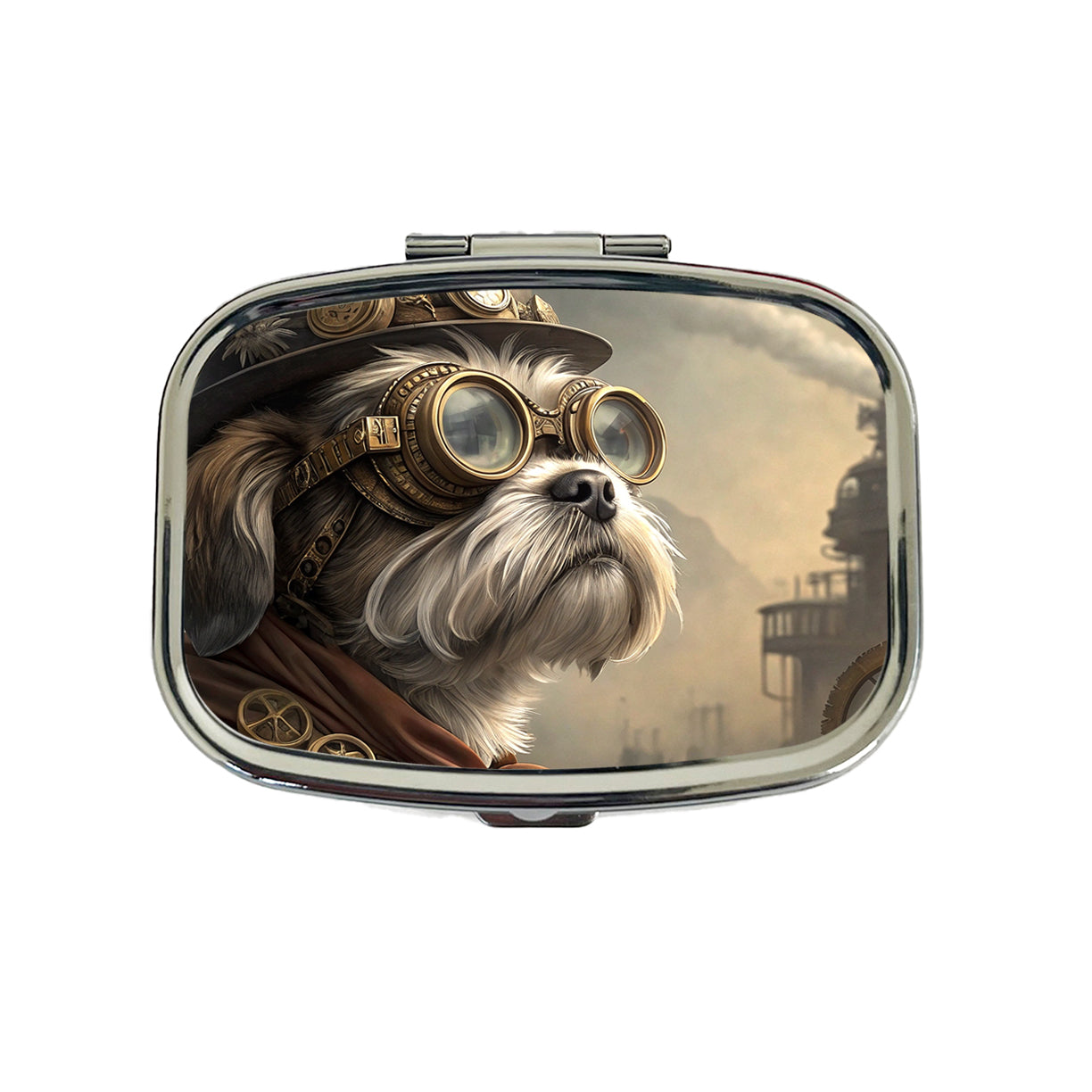 Shih Tzu Dog Steampunk Travel Pill Box Case