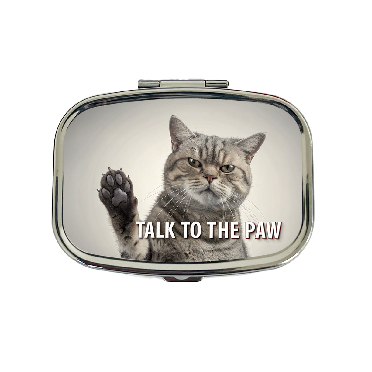 Talk To The Paw Funny Saying Cat Travel Pill Box Case