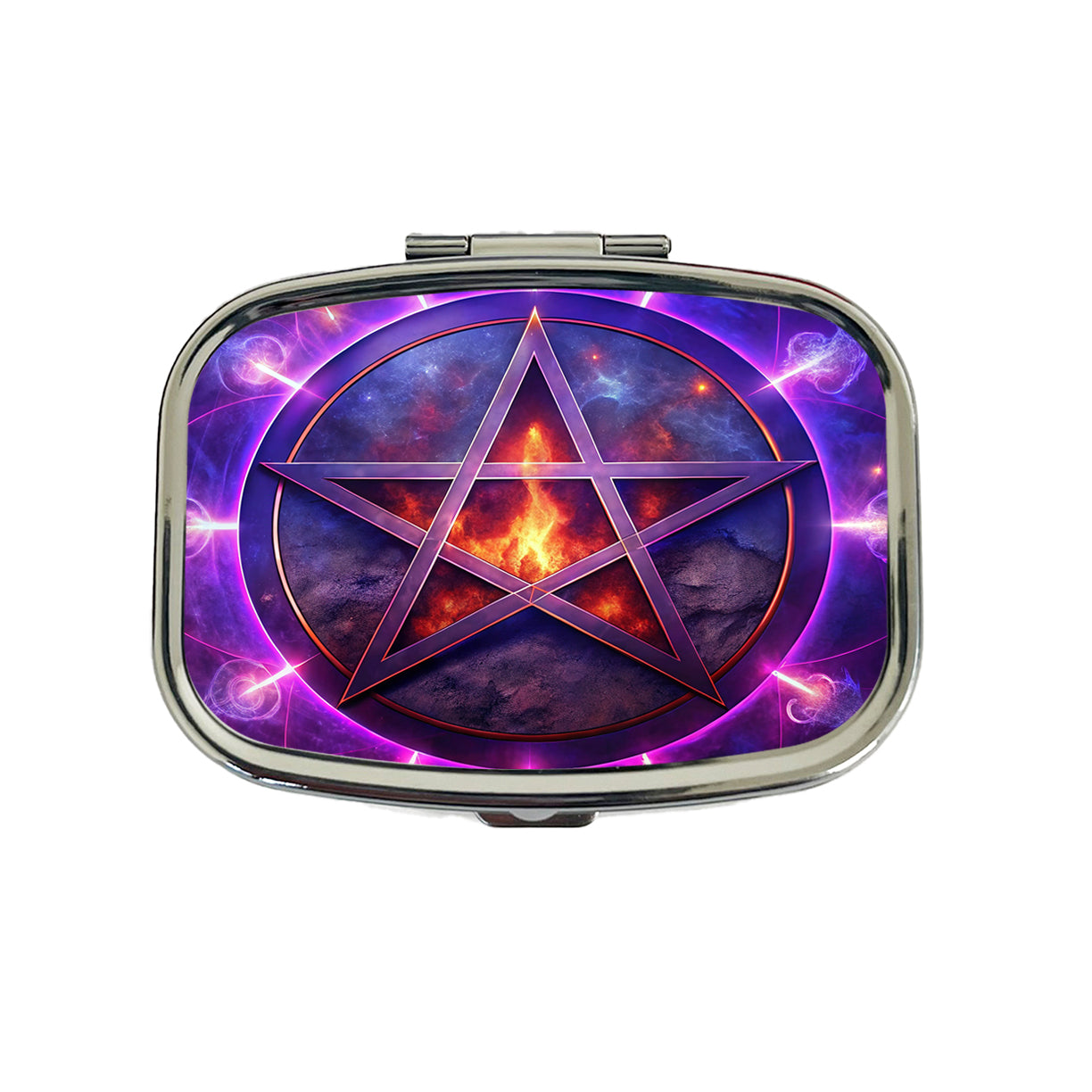 Wiccan Purple Pentagram Evil Summoning Circle Travel Pill Box Case