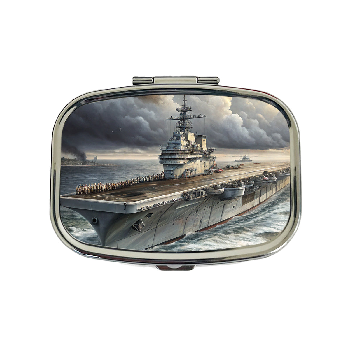 World War 2 WWII Navy Aircraft Carrier At Sea Travel Pill Box Case