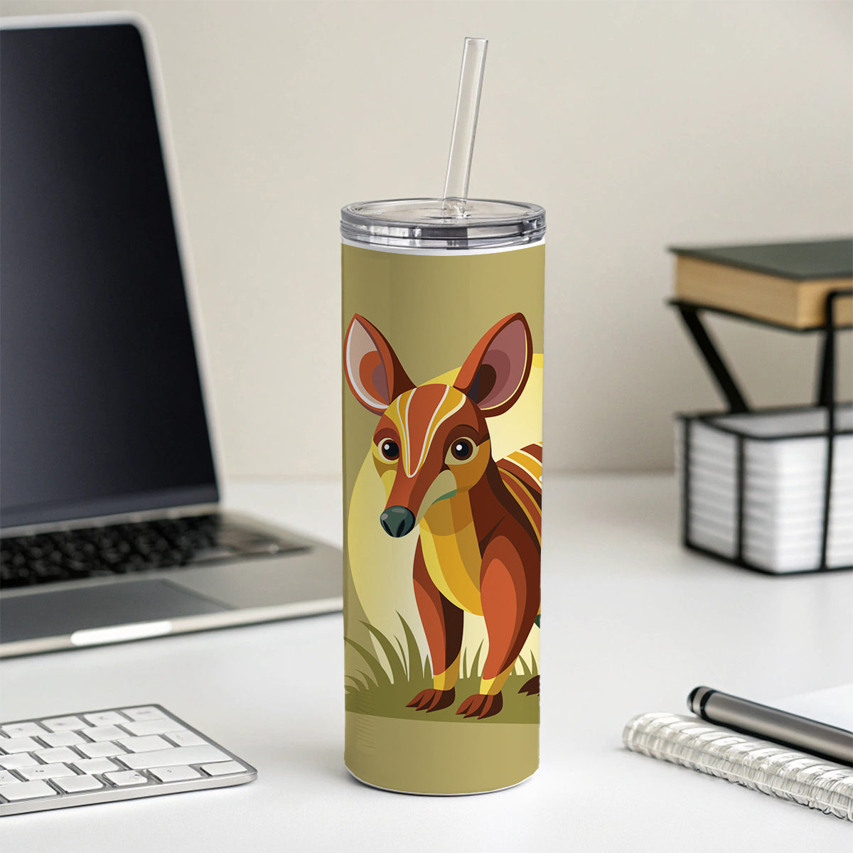 Aardvark Animal Skinny Tumbler 20oz with Straw Insulated Water Bottle Gift