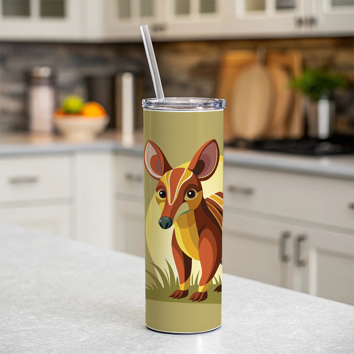 Aardvark Animal Skinny Tumbler 20oz with Straw Insulated Water Bottle Gift
