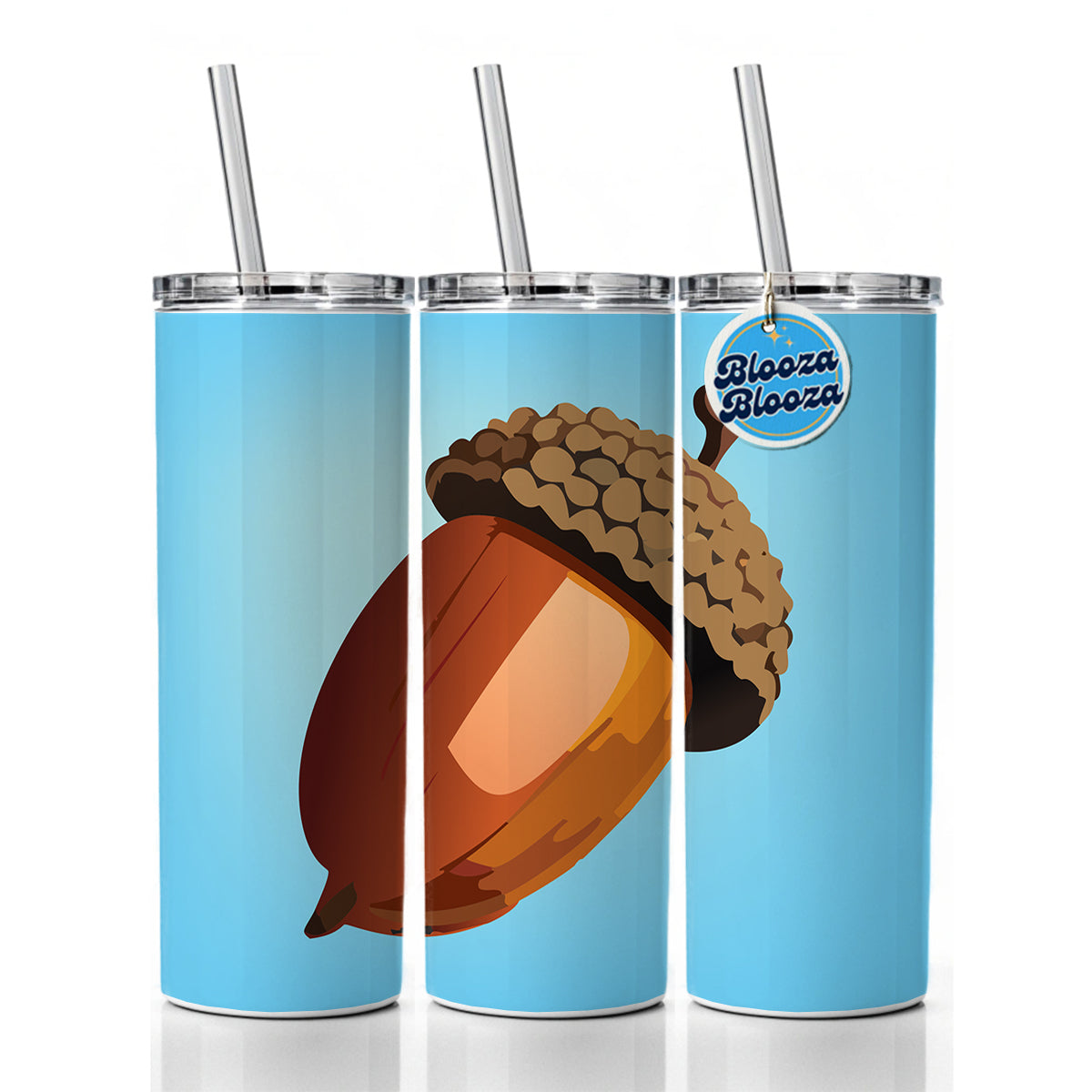 Acorn Nature Skinny Tumbler 20oz with Straw Insulated Water Bottle Gift