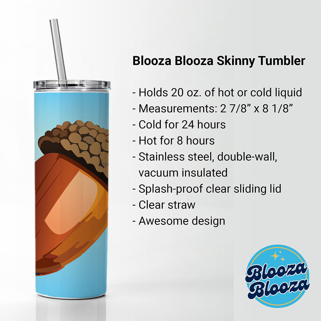 Acorn Nature Skinny Tumbler 20oz with Straw Insulated Water Bottle Gift