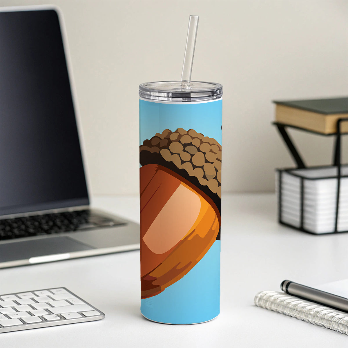Acorn Nature Skinny Tumbler 20oz with Straw Insulated Water Bottle Gift