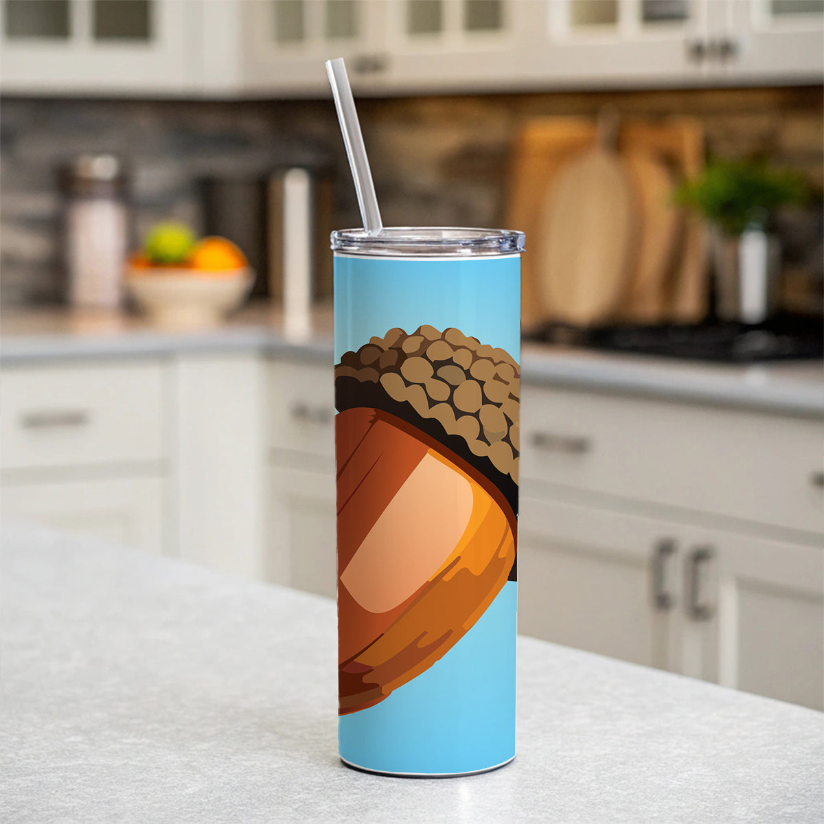 Acorn Nature Skinny Tumbler 20oz with Straw Insulated Water Bottle Gift