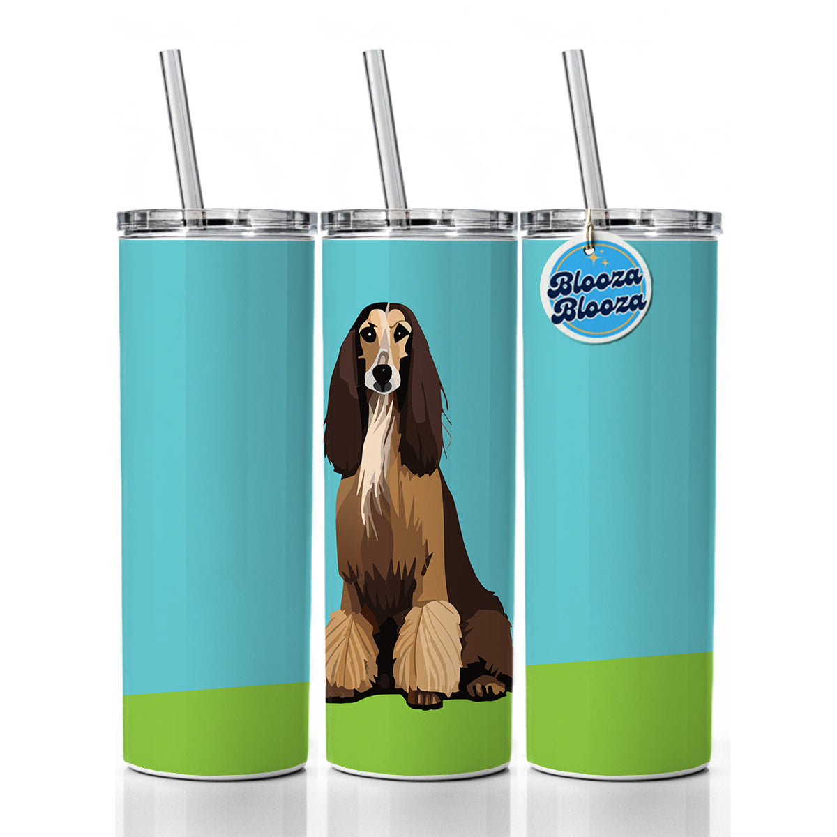 Afghan Hound Dog Sitting Skinny Tumbler 20oz with Straw Insulated Water Bottle Gift