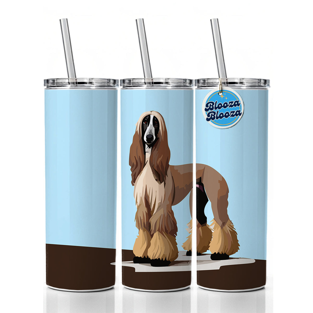 Afghan Hound Dog Standing Skinny Tumbler 20oz with Straw Insulated Water Bottle Gift