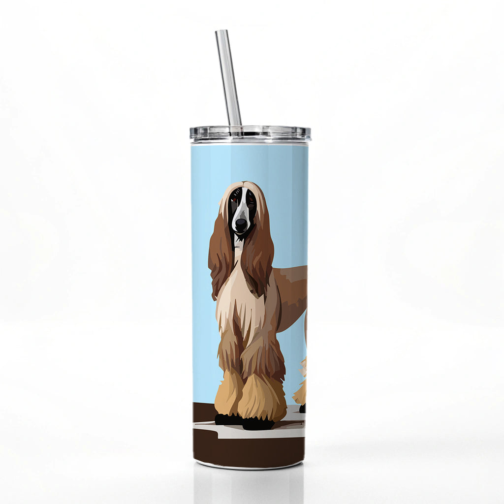 Afghan Hound Dog Standing Skinny Tumbler 20oz with Straw Insulated Water Bottle Gift