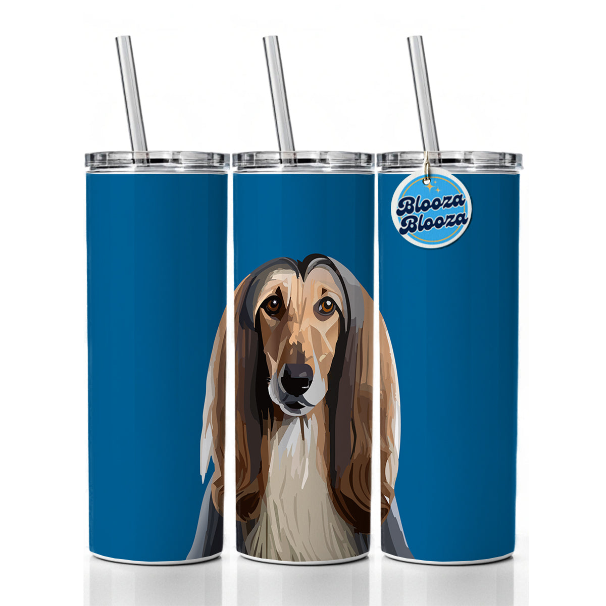 Afghan Hound Dog Staring Skinny Tumbler 20oz with Straw Insulated Water Bottle Gift