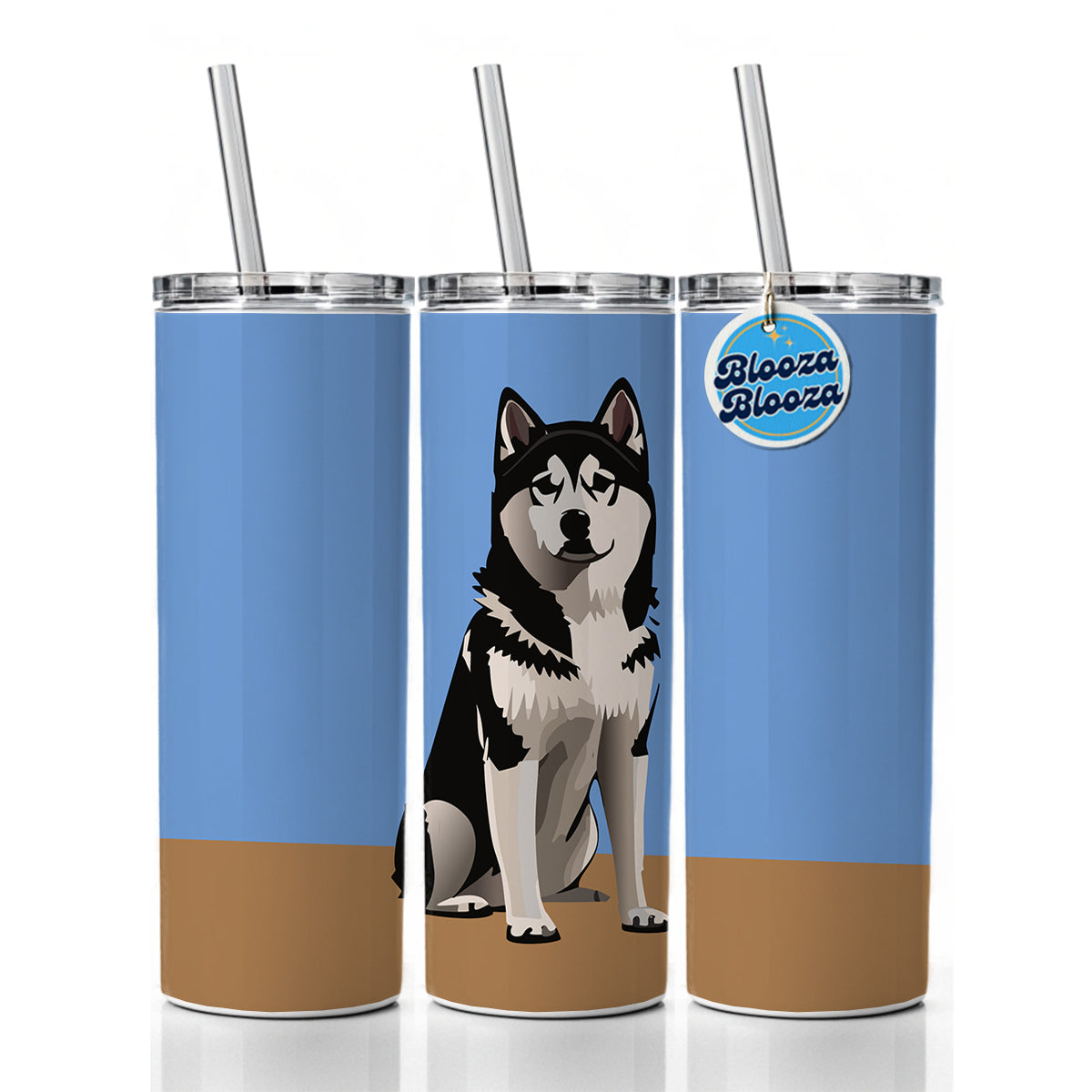 Alaskan Klee Kai Dog Sitting Skinny Tumbler 20oz with Straw Insulated Water Bottle Gift