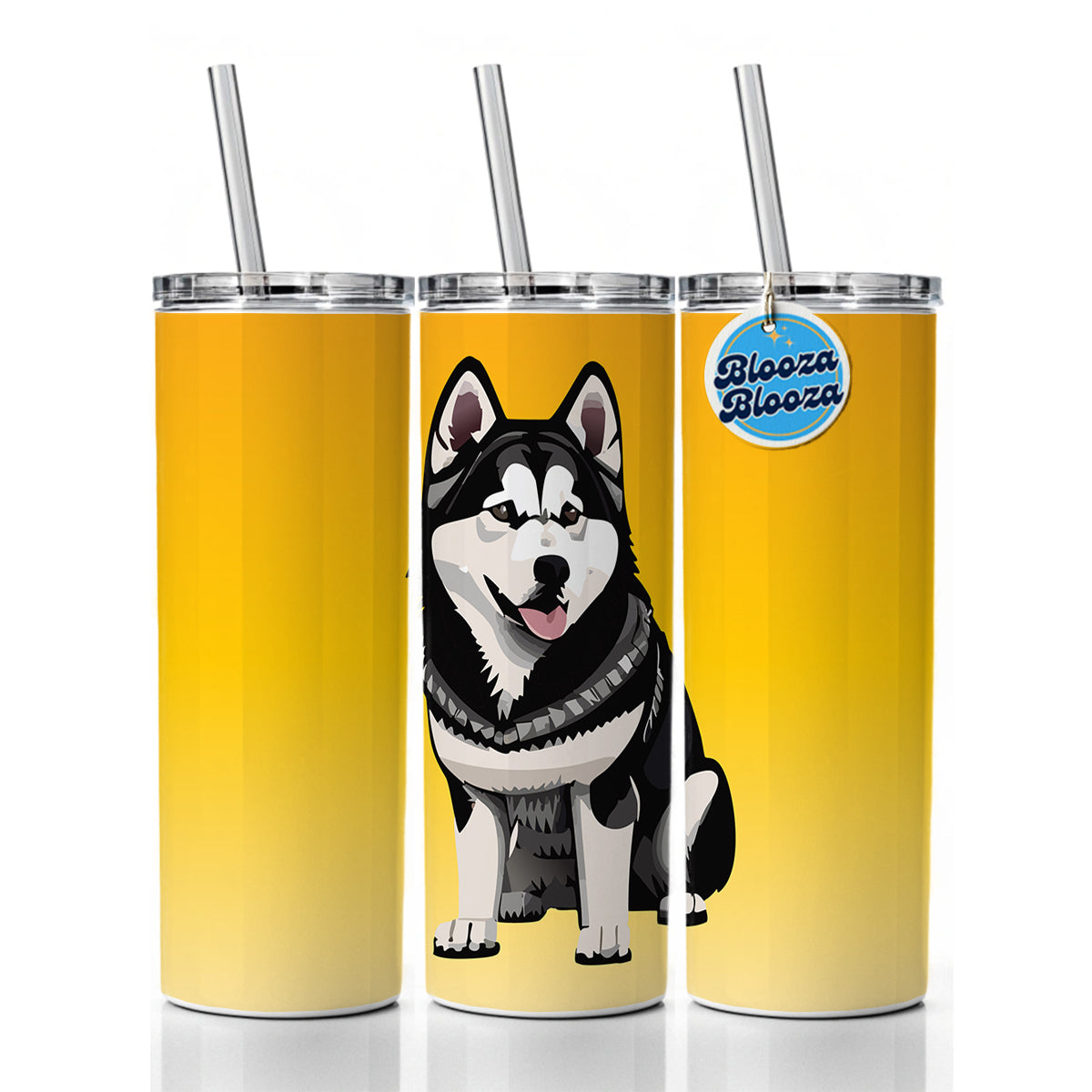 Alaskan Malamute Dog Sitting Skinny Tumbler 20oz with Straw Insulated Water Bottle Gift