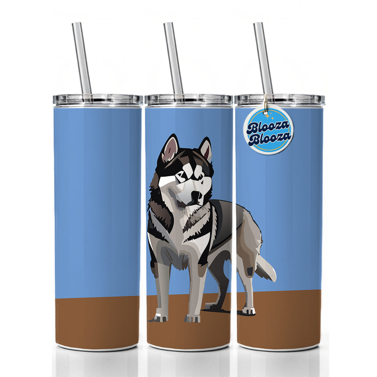 Alaskan Malamute Dog Standing Skinny Tumbler 20oz with Straw Insulated Water Bottle Gift