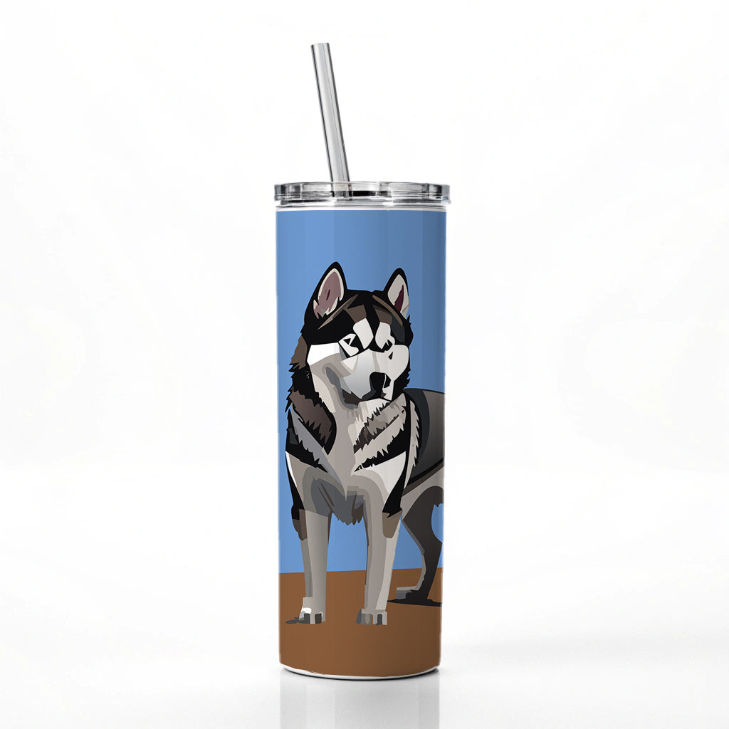 Alaskan Malamute Dog Standing Skinny Tumbler 20oz with Straw Insulated Water Bottle Gift