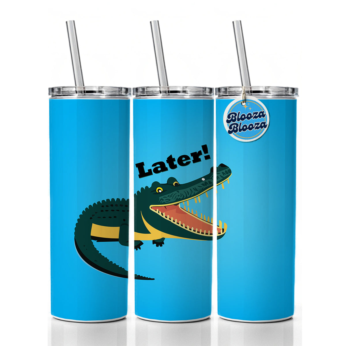 Alligator Later Gator Funny Skinny Tumbler 20oz with Straw Insulated Water Bottle Gift