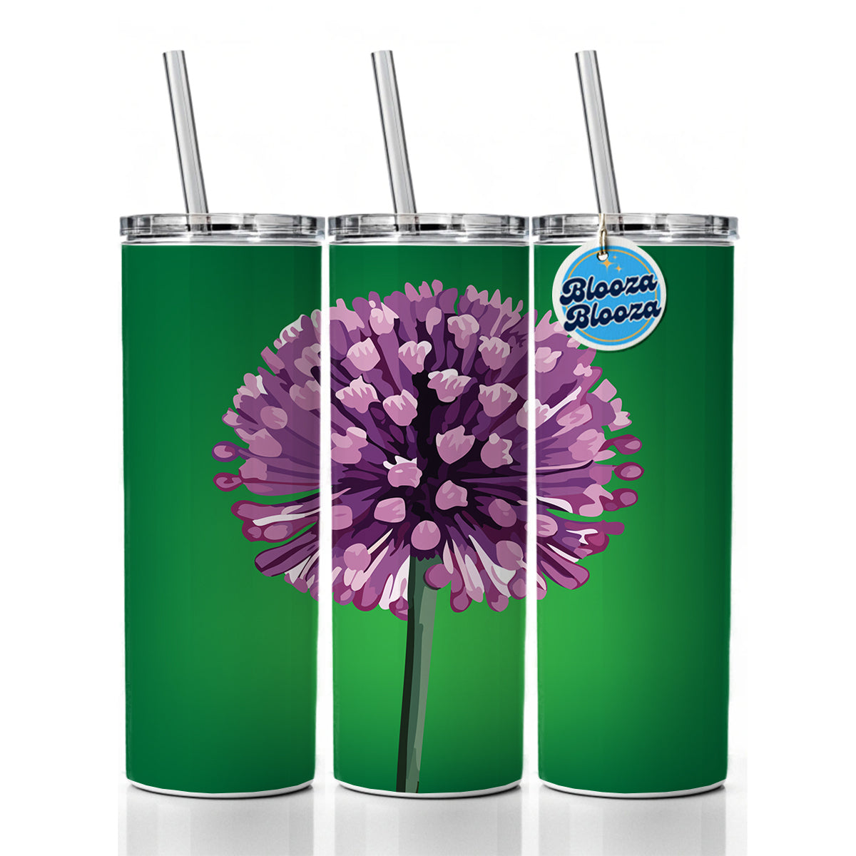 Allium Flower Purple Watercolor Skinny Tumbler 20oz with Straw Insulated Water Bottle Gift