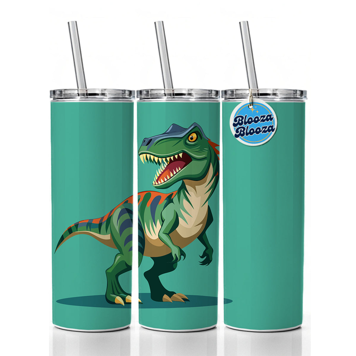 Allosaurus Dinosaur Skinny Tumbler 20oz with Straw Insulated Water Bottle Gift