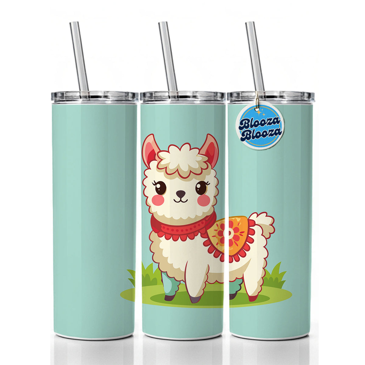 Alpaca Cute Skinny Tumbler 20oz with Straw Insulated Water Bottle Gift