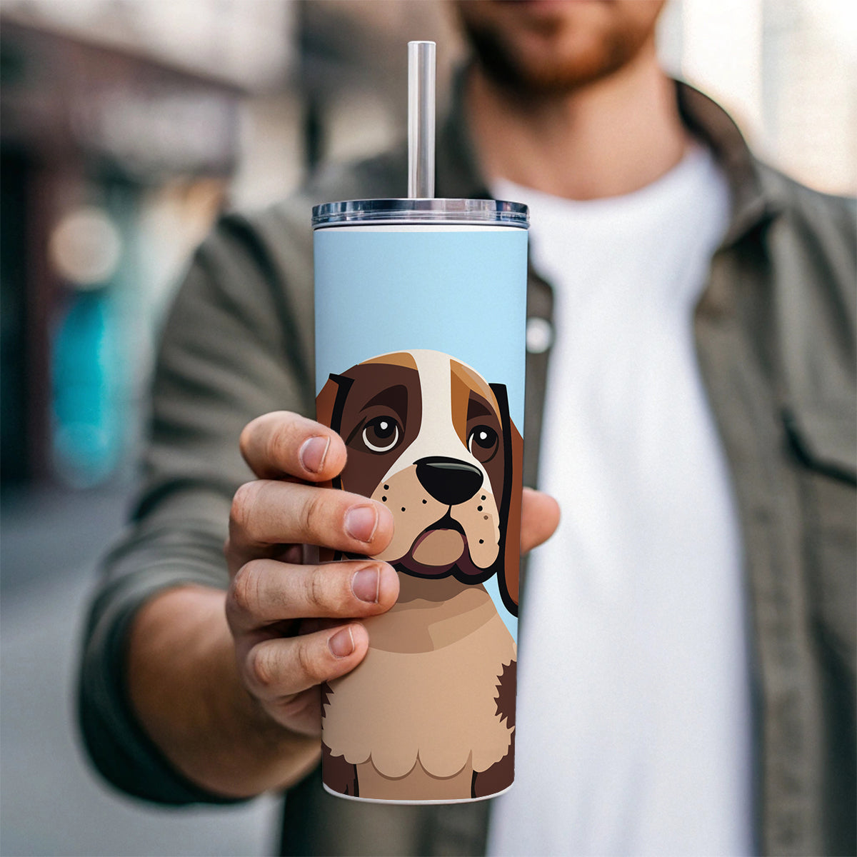 American English Coonhound Dog Skinny Tumbler 20oz with Straw Insulated Water Bottle Gift