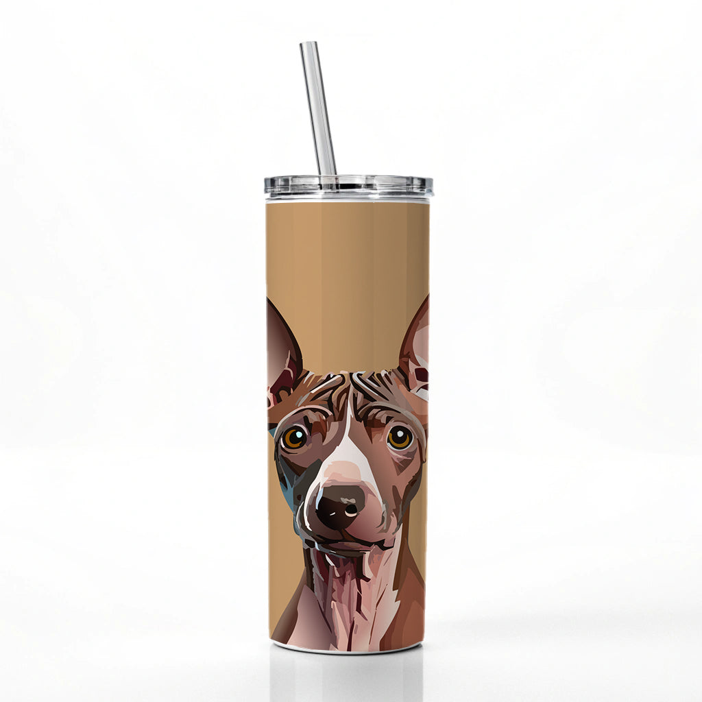 American Hairless Terrier Staring Skinny Tumbler 20oz with Straw Insulated Water Bottle Gift