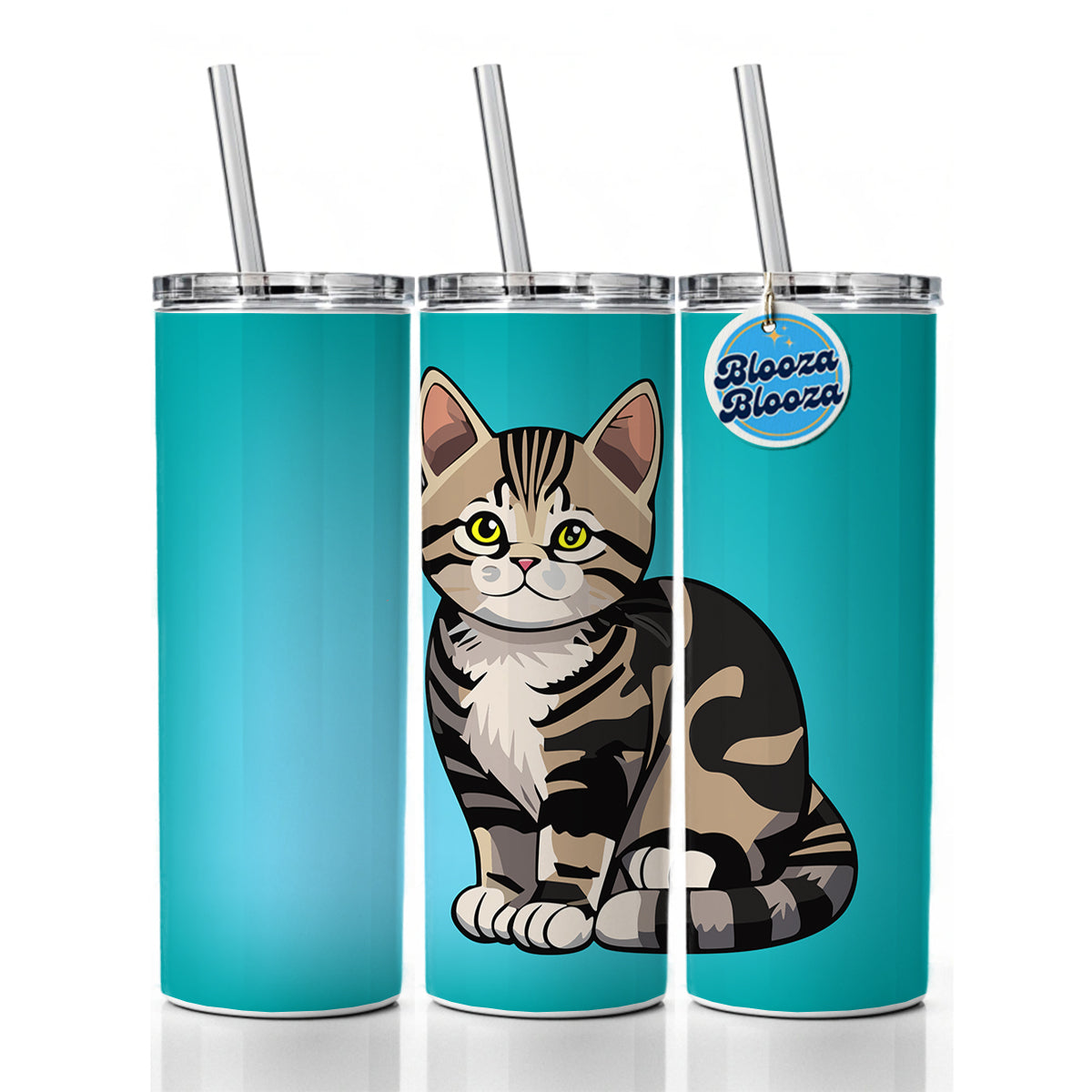 American Shorthair Cute Cat Skinny Tumbler 20oz with Straw Insulated Water Bottle Gift