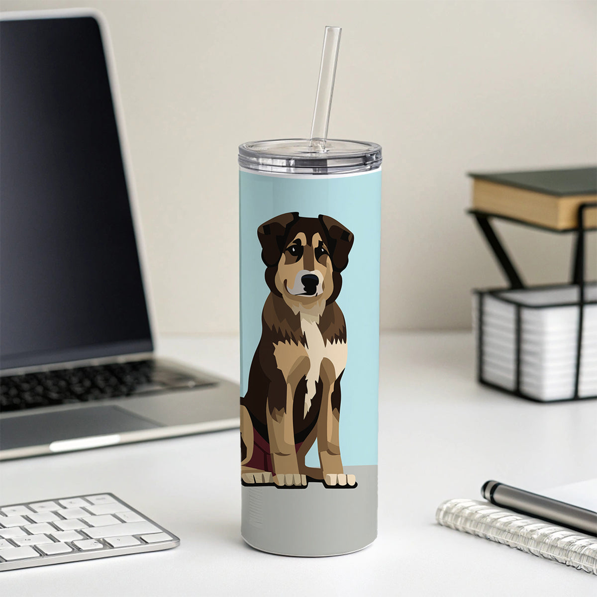 Anatolian Shepherd Dog Sitting Skinny Tumbler 20oz with Straw Insulated Water Bottle Gift
