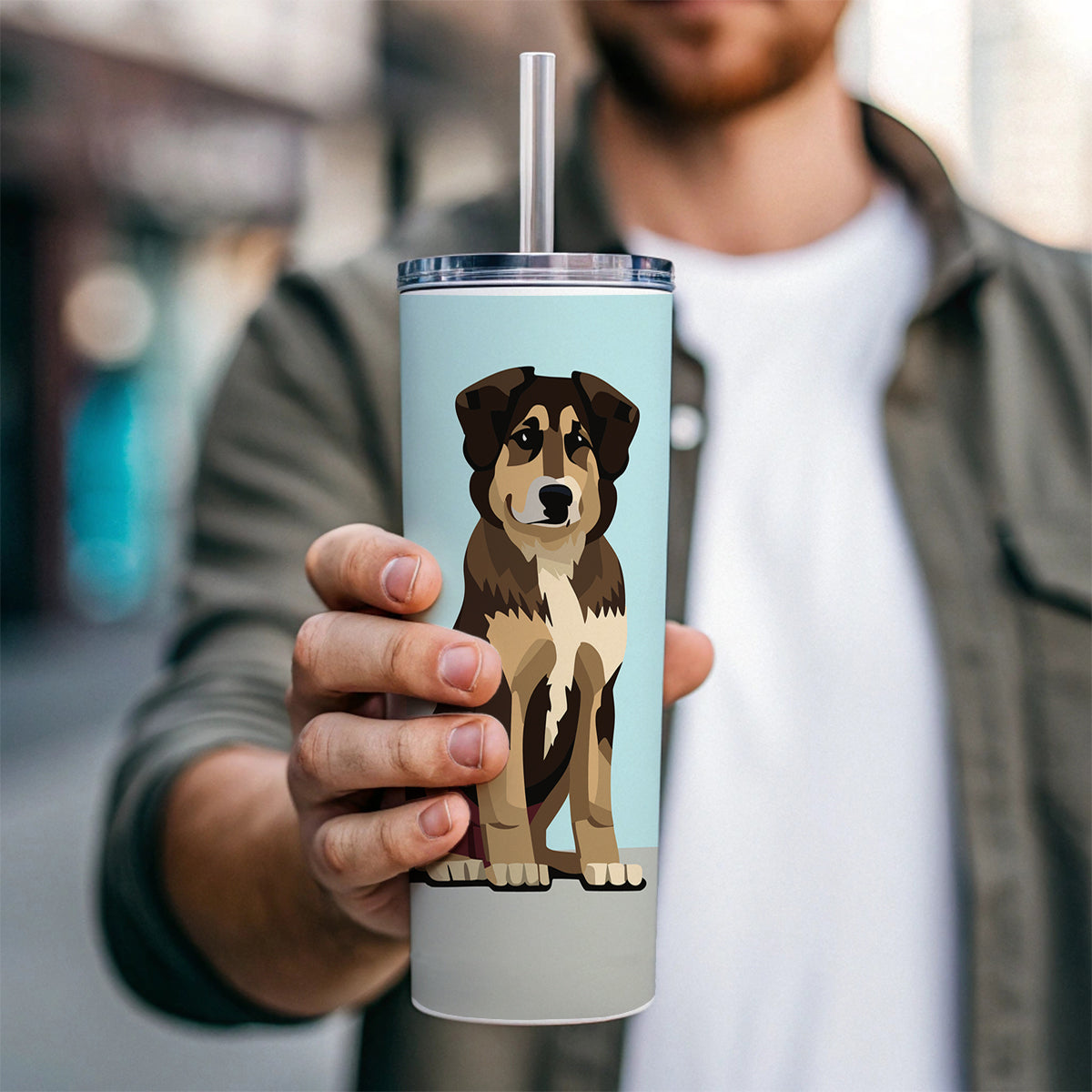 Anatolian Shepherd Dog Sitting Skinny Tumbler 20oz with Straw Insulated Water Bottle Gift
