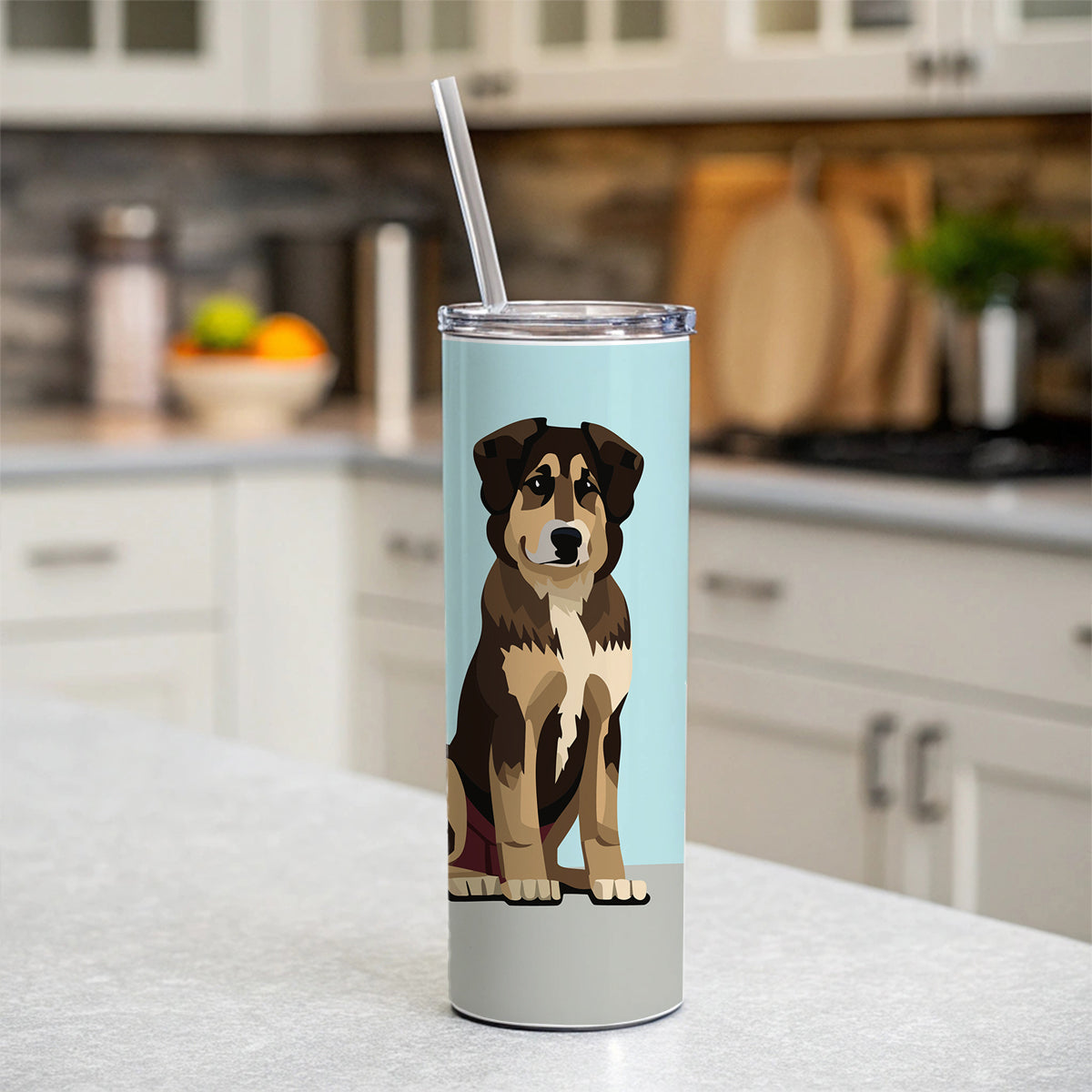Anatolian Shepherd Dog Sitting Skinny Tumbler 20oz with Straw Insulated Water Bottle Gift