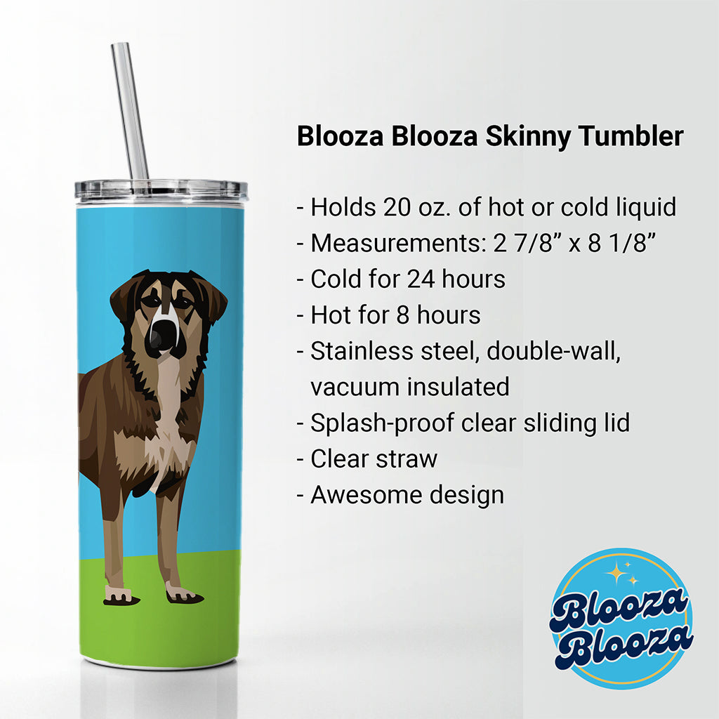 Anatolian Shepherd Dog Standing Skinny Tumbler 20oz with Straw Insulated Water Bottle Gift