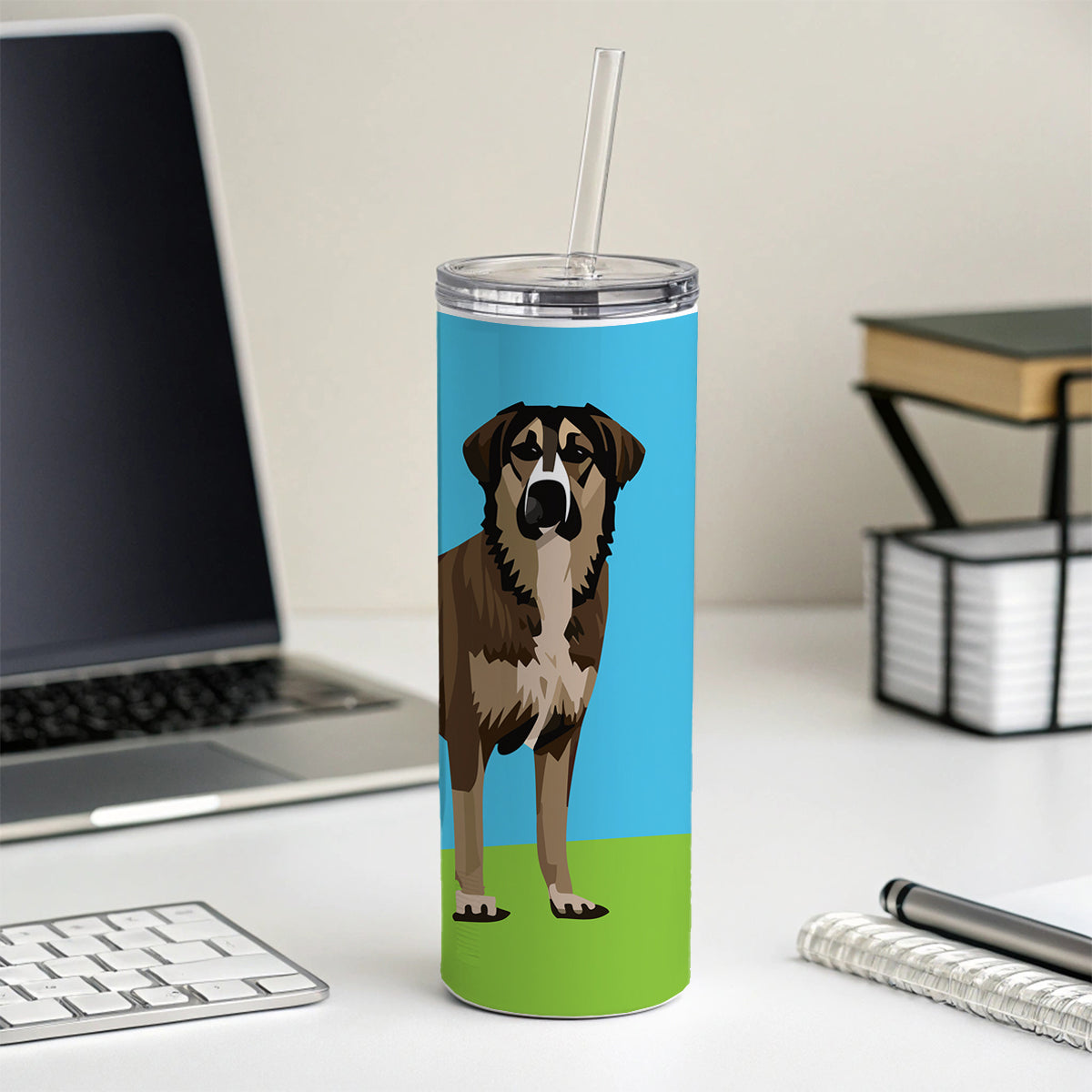 Anatolian Shepherd Dog Standing Skinny Tumbler 20oz with Straw Insulated Water Bottle Gift