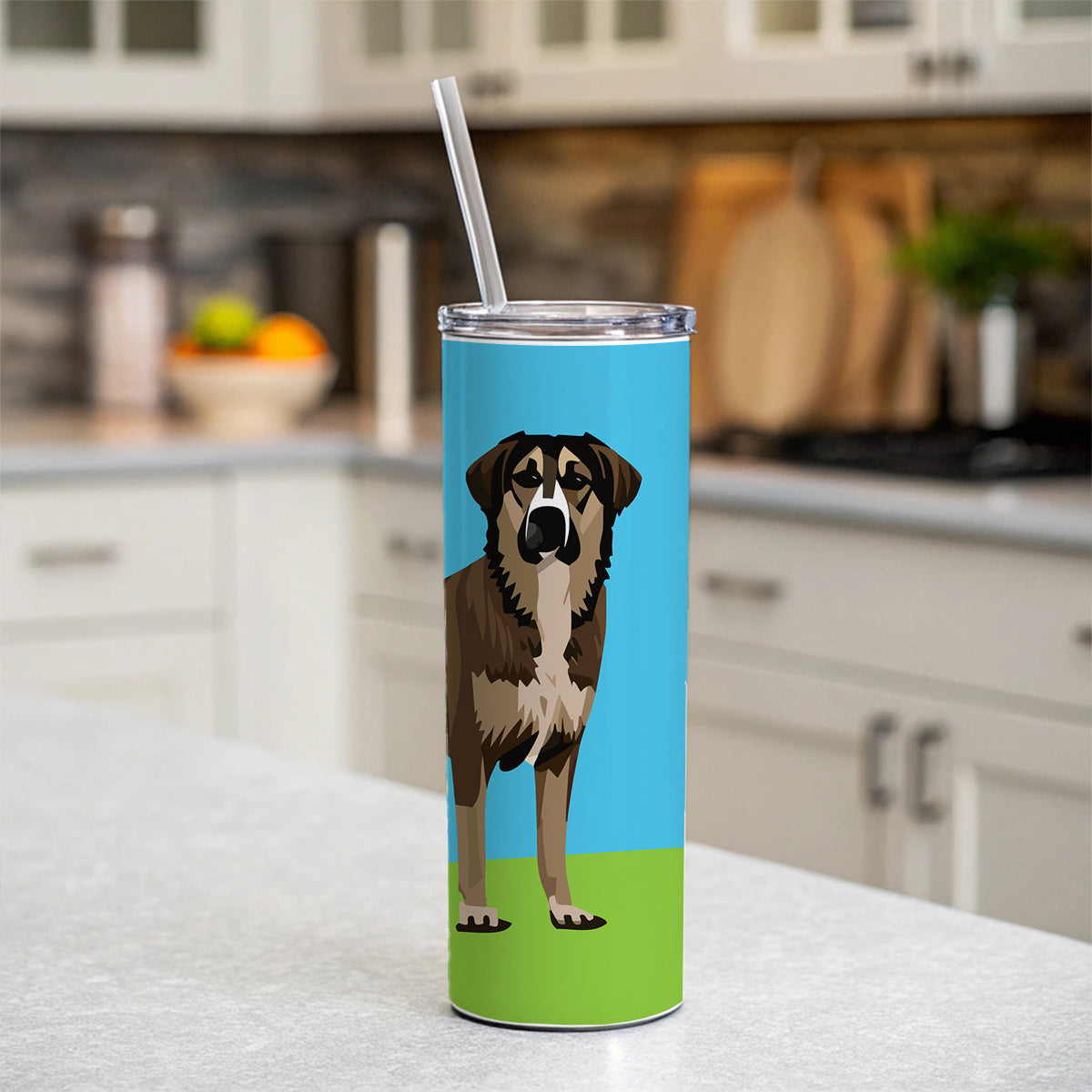 Anatolian Shepherd Dog Standing Skinny Tumbler 20oz with Straw Insulated Water Bottle Gift