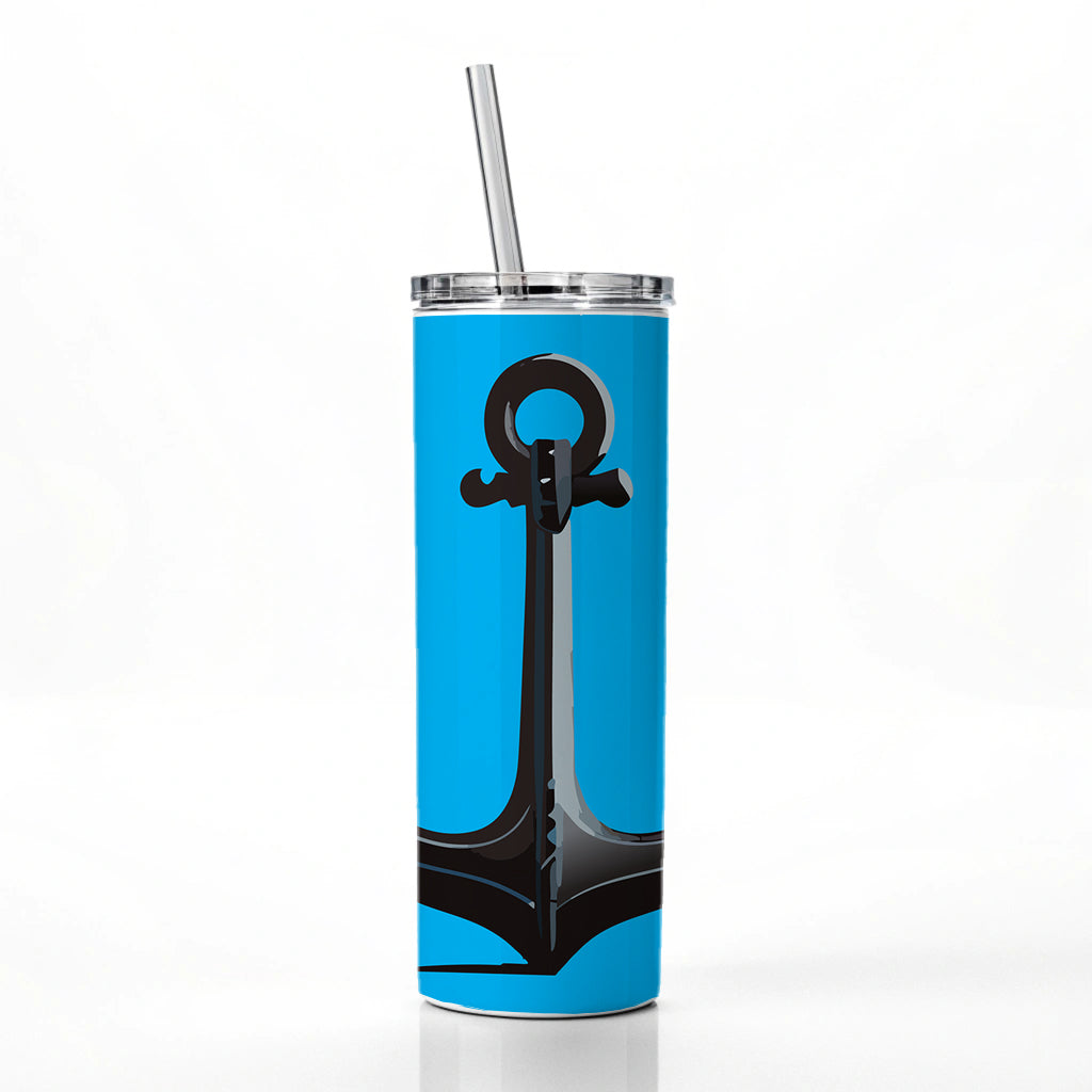 Anchor Boat Cruise Ship Sailing Skinny Tumbler 20oz with Straw Insulated Water Bottle Gift