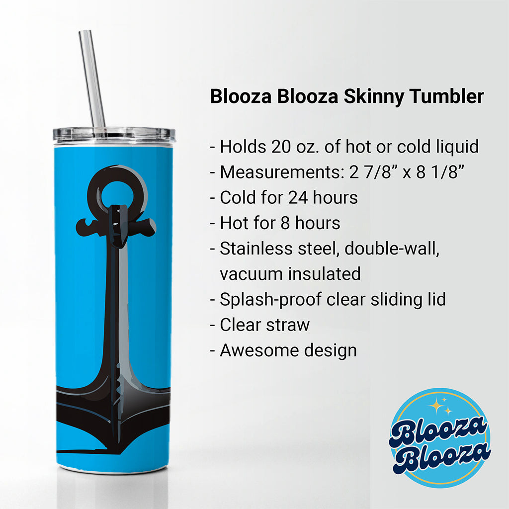 Anchor Boat Cruise Ship Sailing Skinny Tumbler 20oz with Straw Insulated Water Bottle Gift