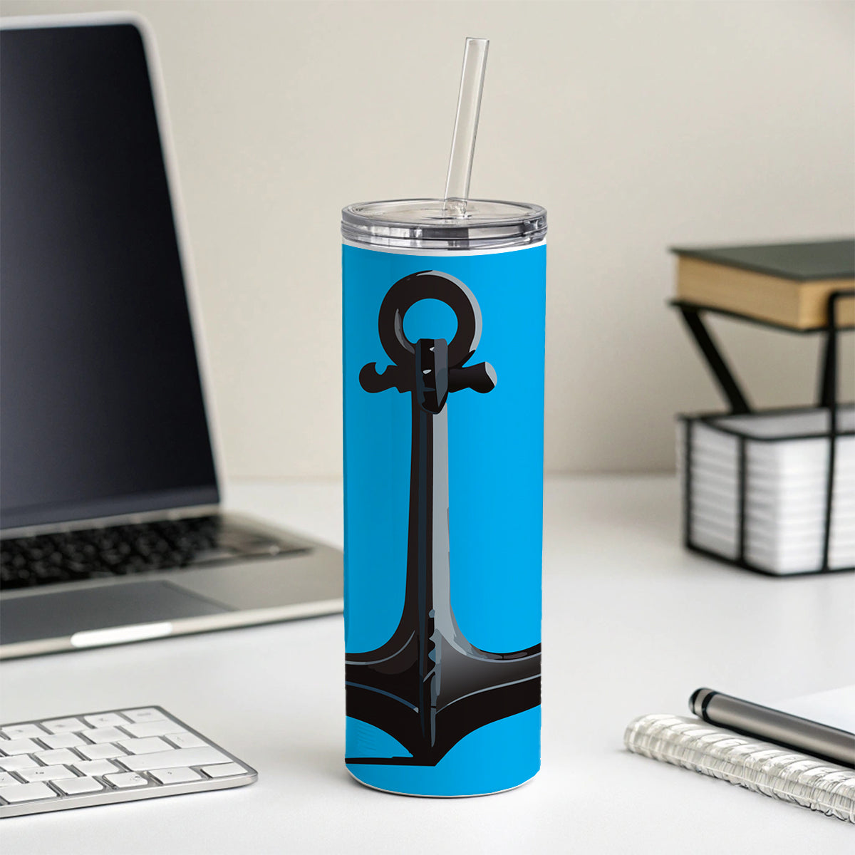 Anchor Boat Cruise Ship Sailing Skinny Tumbler 20oz with Straw Insulated Water Bottle Gift